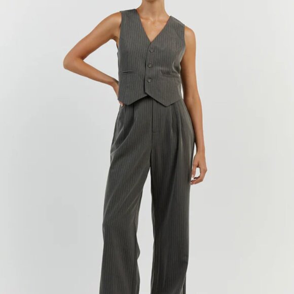 NWT Dissh Diego Grey Pinstripe Vest - Picture 2 of 6